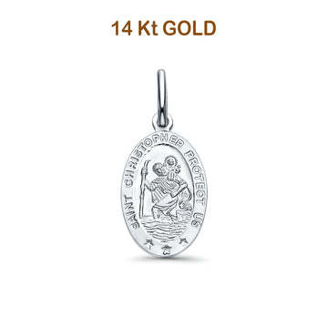 14K White Gold St. Christopher Religious Pendant 18mmX13mm 1.5 grams